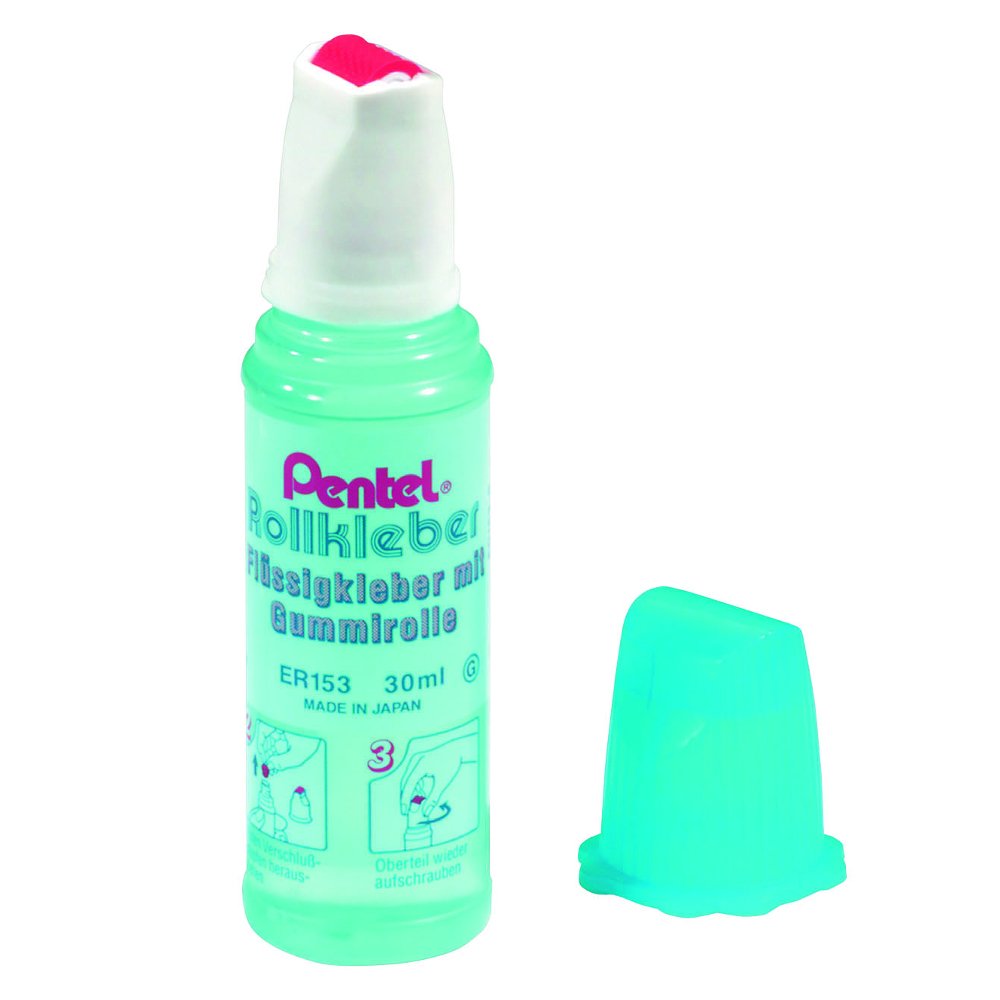 Pentel Roll'n Glue Rubber Roller Liquid Adhesive 30ML (Pink) (ER153)  PE-ER153-P